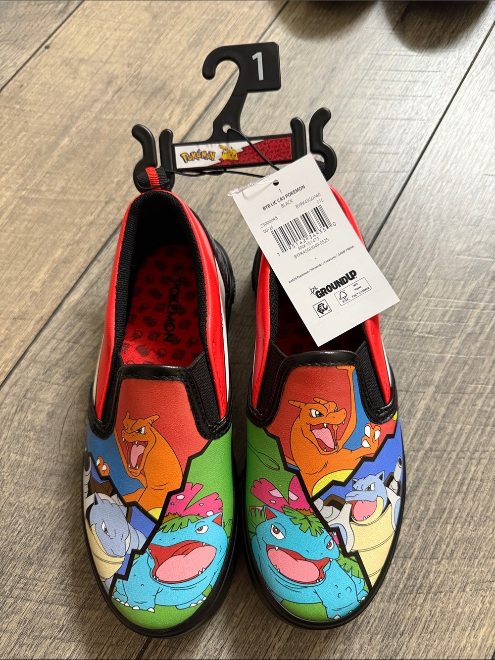 Pokemon Kids' Slip-On Shoes with Charizard & Venusaur - Red/Multicolor